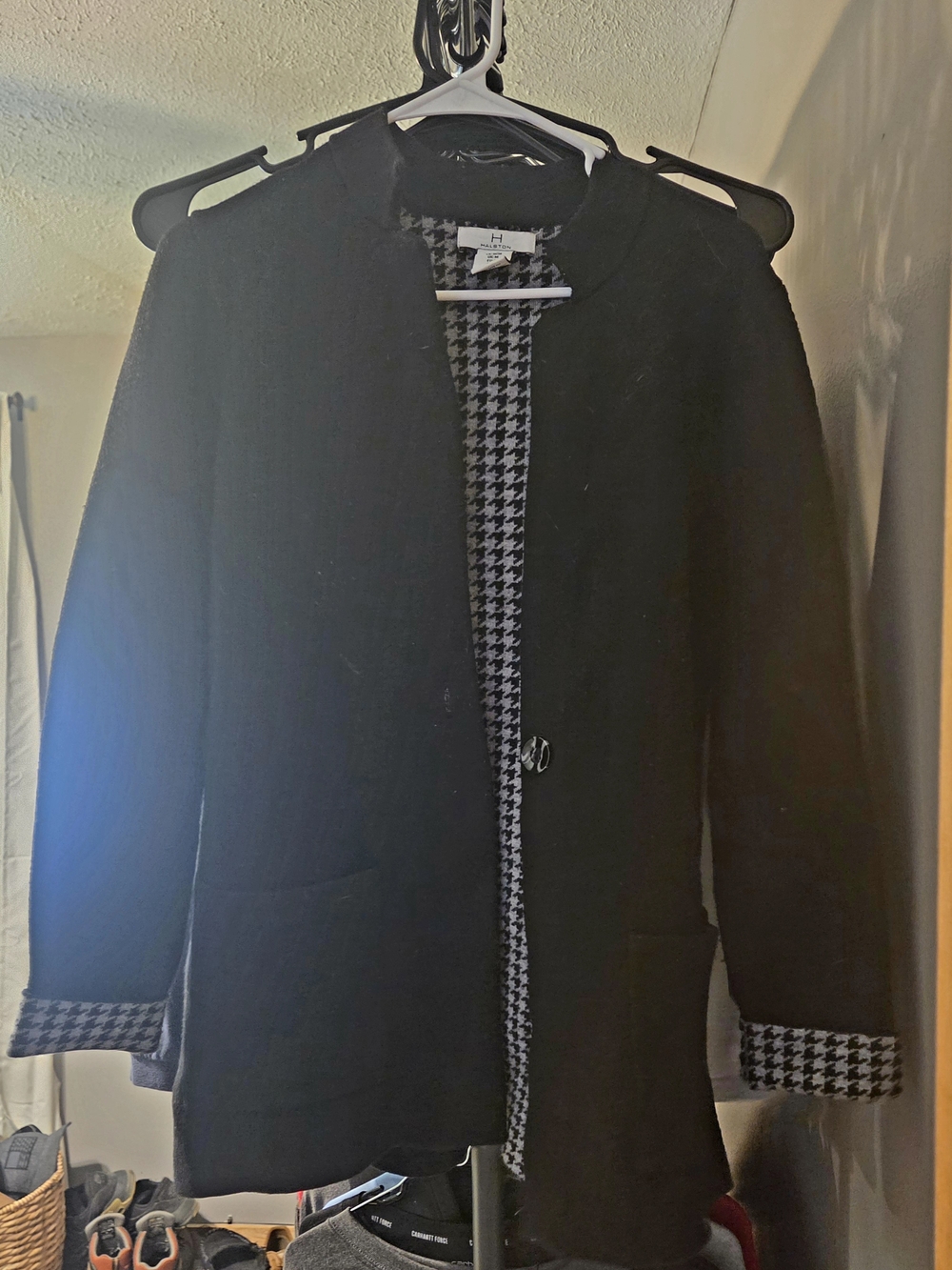 H by Halston Black Blazer with Houndstooth Trim